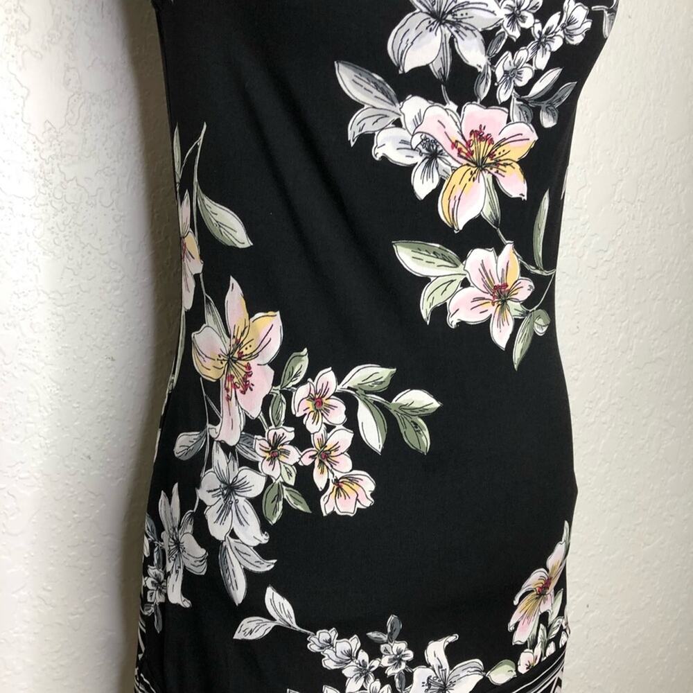 WHBM black white pink floral sleeveless cowl neck top size Extra Small XS - Picture 3 of 13